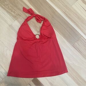 Bisou Bisou Sz S Red halter swimsuit top #swimsuit #red #halter #y2k #bisoubisou